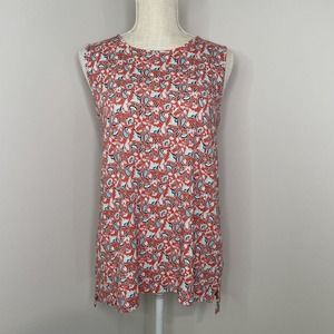 J.Jill Wearever Collection Paisley Sleeveless Tank Top Pink Blue Petite Small